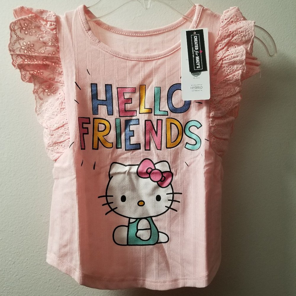 Hello Kitty top with eyelet sleev e detail